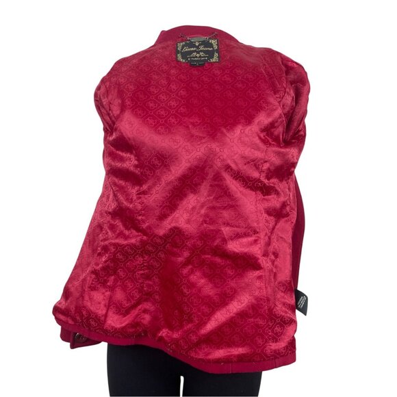 Guess Jeans Womens Red Hooded Peacoat Jacket With Button Accents & Pockets Sz XS - Picture 4 of 10